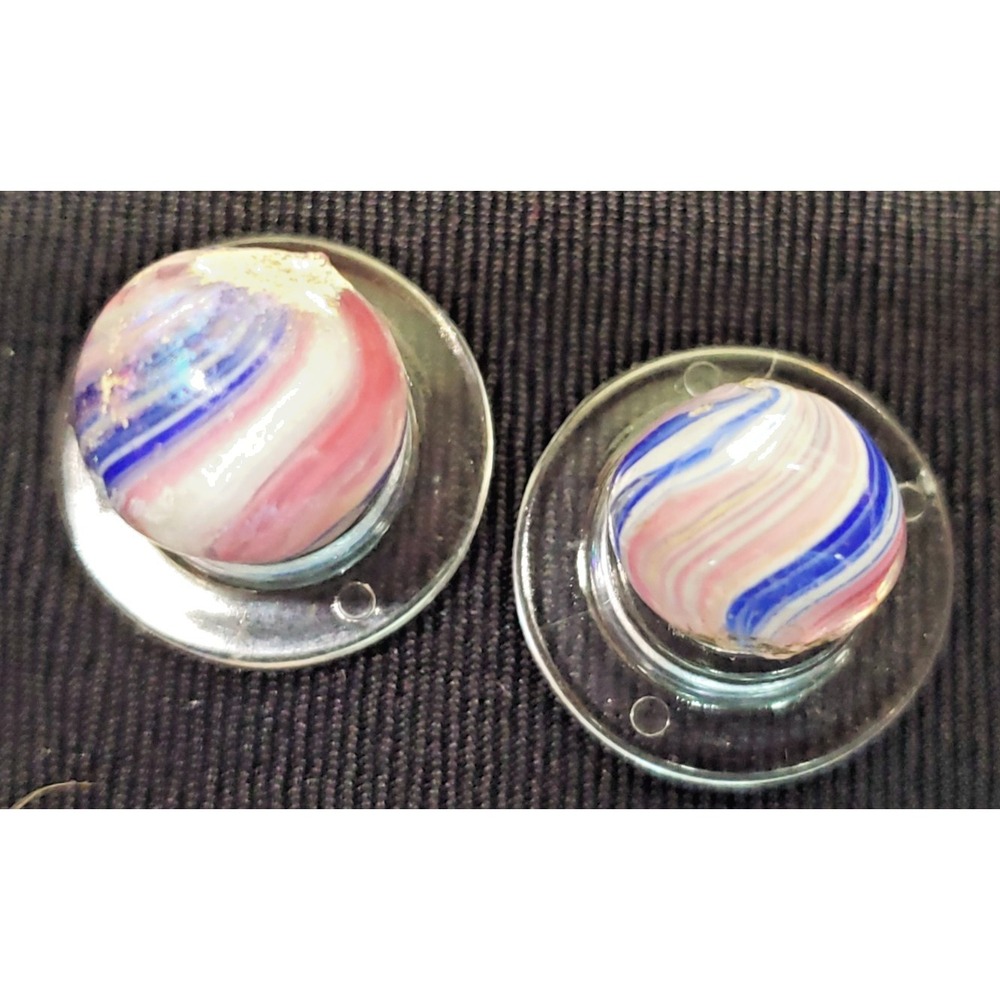 Antique Peewee Onion Skin Peppermint Marbles Pink Blue White 1880s #204